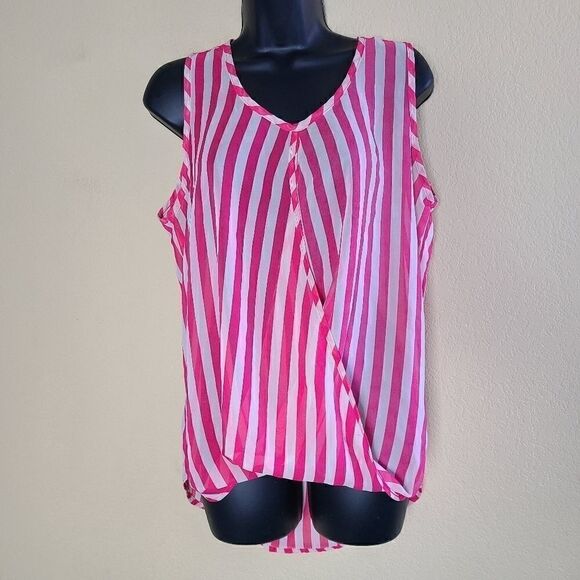 New Directions Sheer Striped Top - Picture 1 of 8